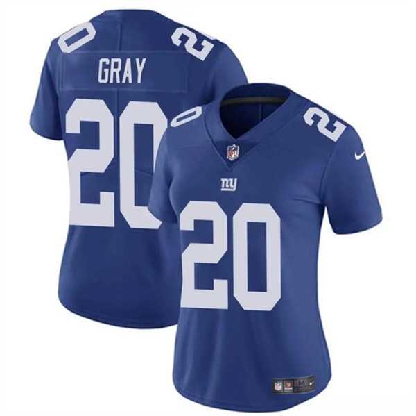 Women%27s New York Giants #20 Eric Gray Blue Vapor Stitched Jersey Dzhi